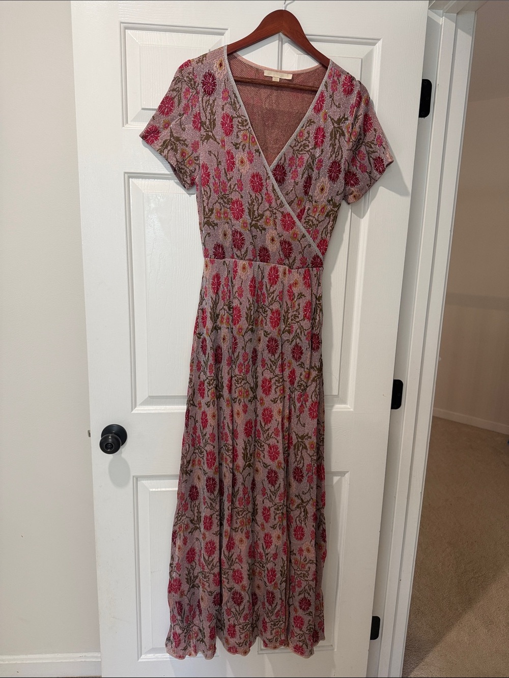 Floral Wrap Maxi Dress in Mauve Pink